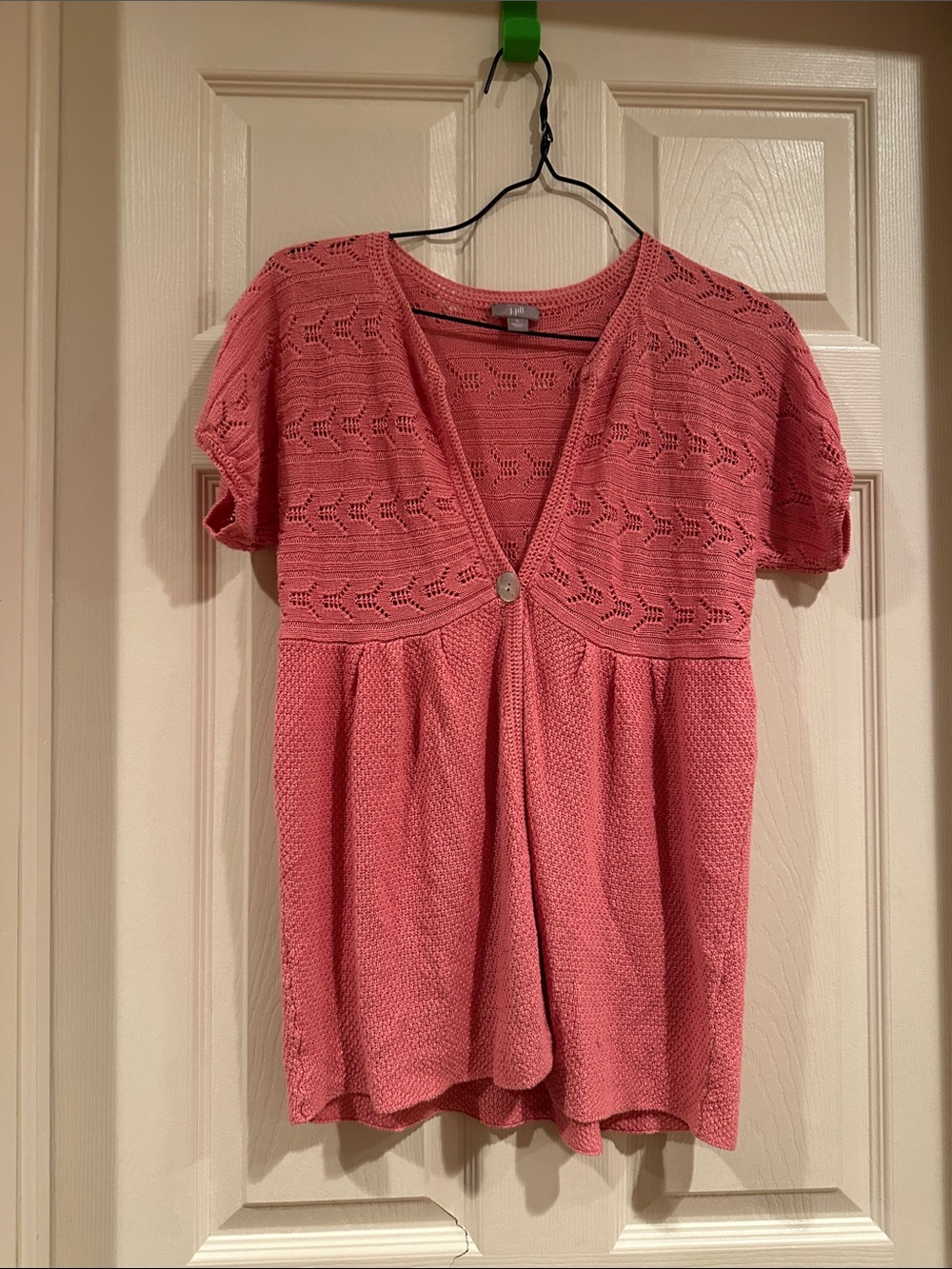 J. Jill Coral Openwork Knit Short-Sleeve Top